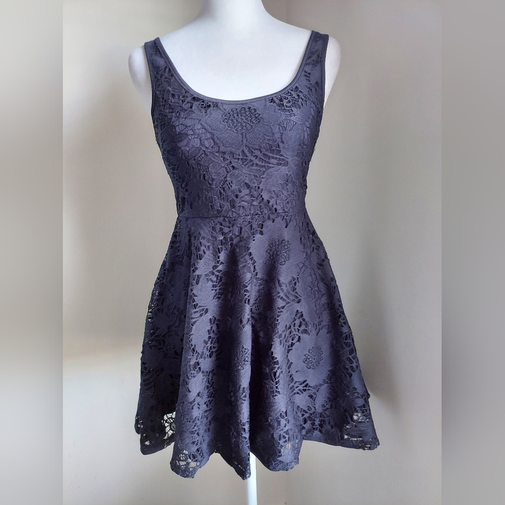 Aeropostale Sleeveless Floral Lace Dress Size XS Navy Blue